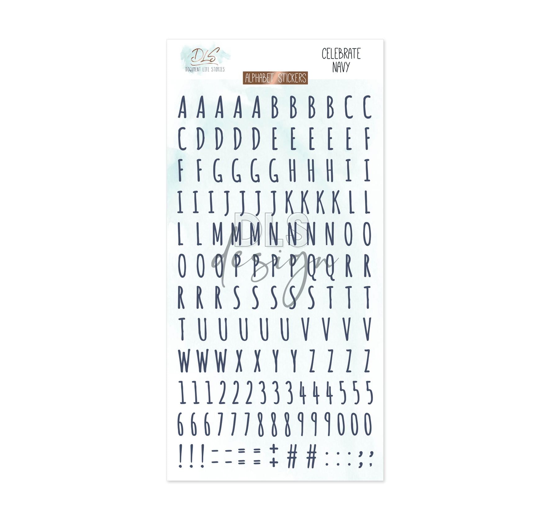 Alphabet Stickers Celebrate Navy– DLS Design