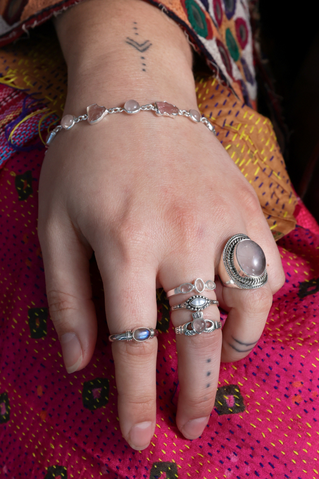 rose quartz ring tree of life