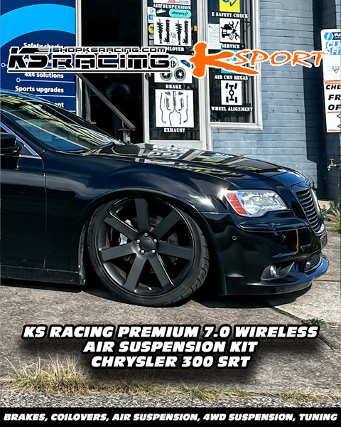 Chrysler 300 srt 300c v8 hemi with Ks racing ksport air ride air suspension kit slammed on a set of 22” polished rims