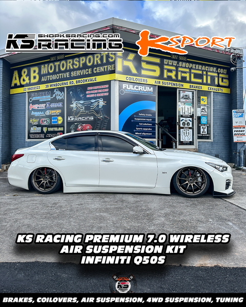 INFINITI Q50S SLAMMED WITH KS RACING AIR RIDE AIR SUSPENSION KIT