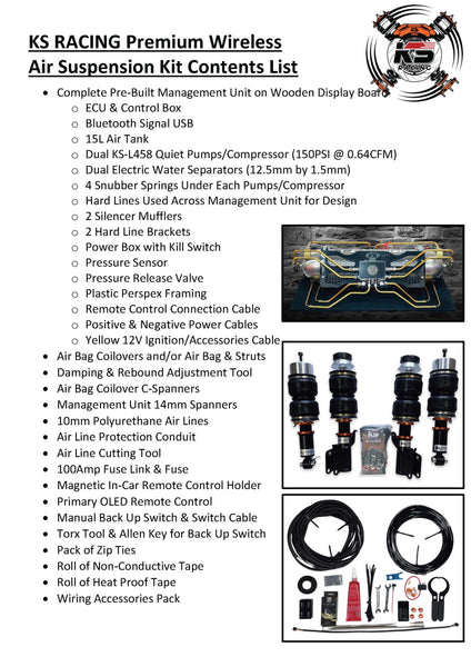 KS RACING AIR SUSPENSION KIT PREMIUM WIRELESS INSTALLATION & USER GUIDE