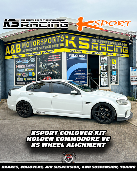 HOLDEN COMMODORE VE SEDAN WITH A SET OF KSPORT COILOVERS INSTALLED AT KS RACING A&B MOTORSPORTS IN SYDNEY BROOKVALE