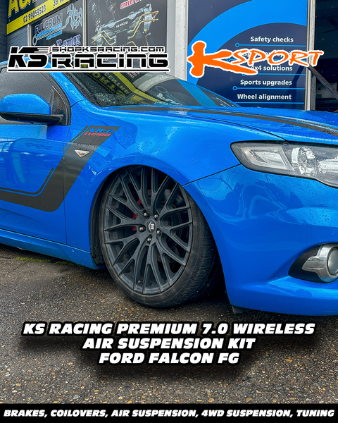 Ford Falcon FG, now elevated on KS Racing air ride suspension.