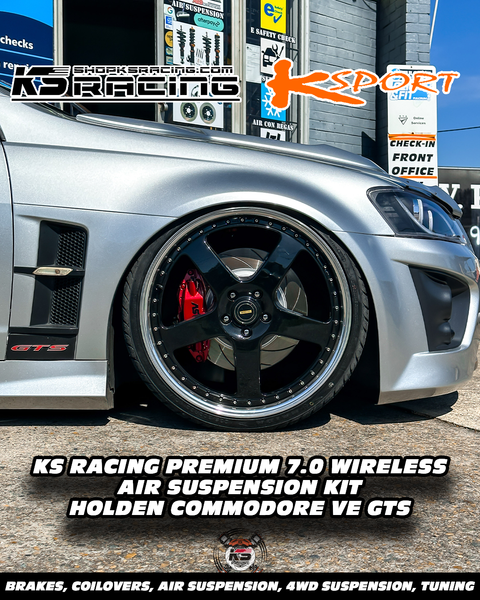 HOLDEN COMMODORE VE GTS SLAMMED ON KS RACING AIR SUSPENSION WITH 22" SIMMONS FR1