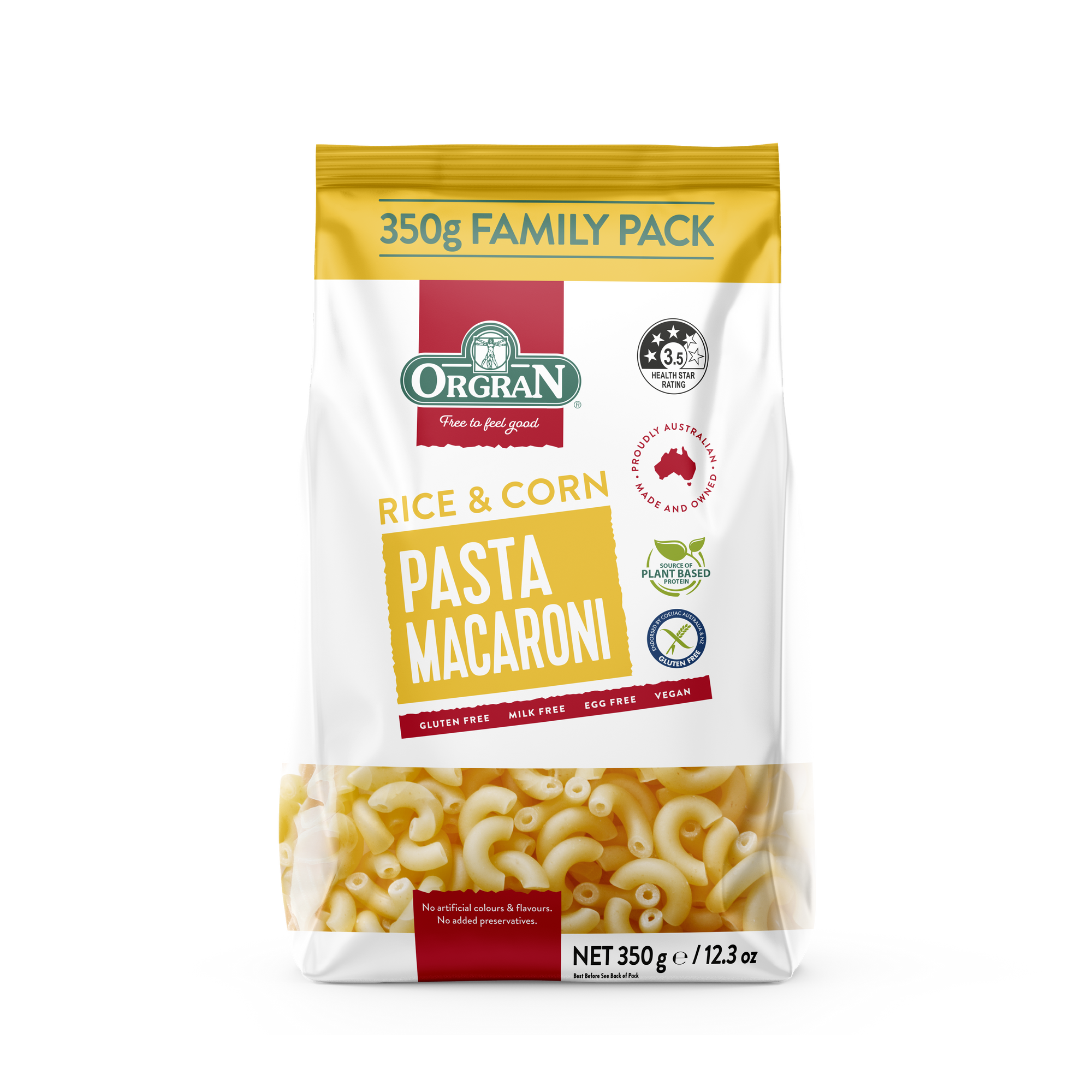 Orgran Gluten Free Pasta Rice & Corn Macaroni 350g - WELL I AM