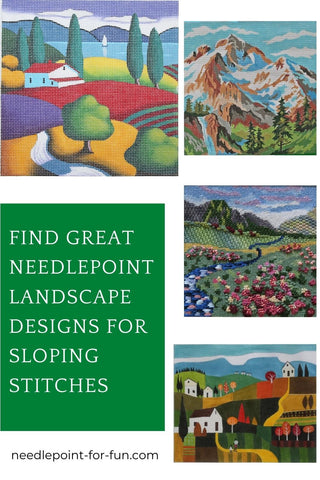 Landscape needlepoint designs for sloping stitches