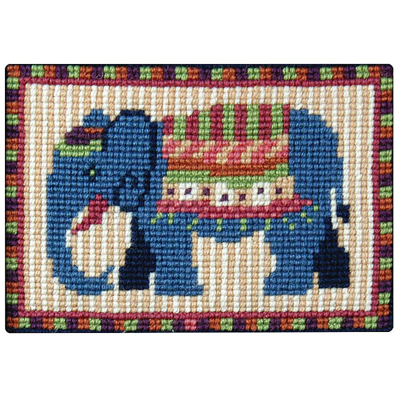 Wee Three Sheep needlepoint kit is on 10 mesh canvas and measures