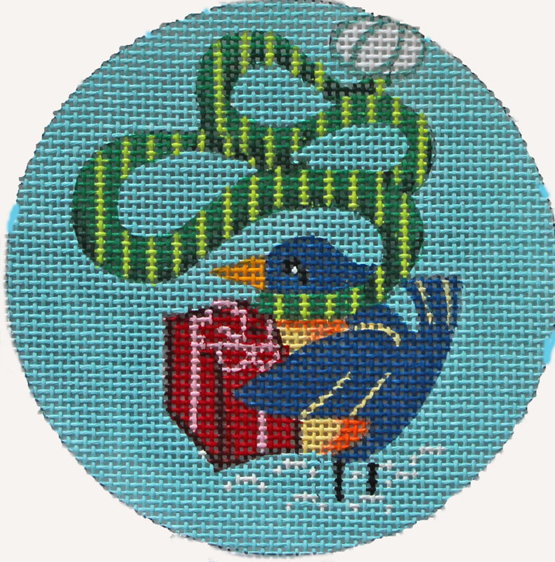 Bird Canvas - Great Blue Heron 18 mesh handpainted 4 Sq. Needlepoint  Canvas by Danji Designs