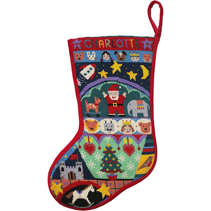 Angels is a colorful and contemporary needlepoint Christmas