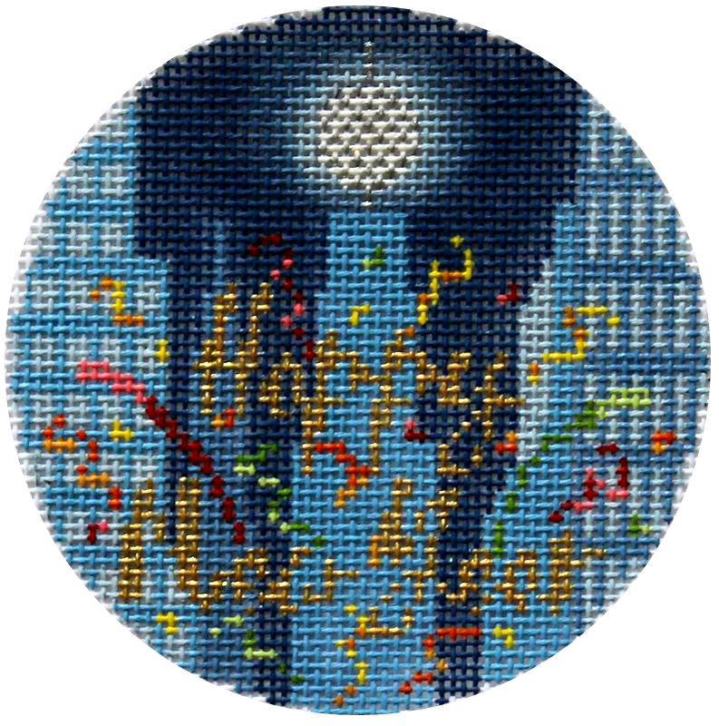 A Kirk & Bradley Travel Round handpainted needlepoint of Greece. The design  is 4 in diameter on 18 mesh needlepoint canvas and is available with  fibers if required. – Needlepoint For Fun
