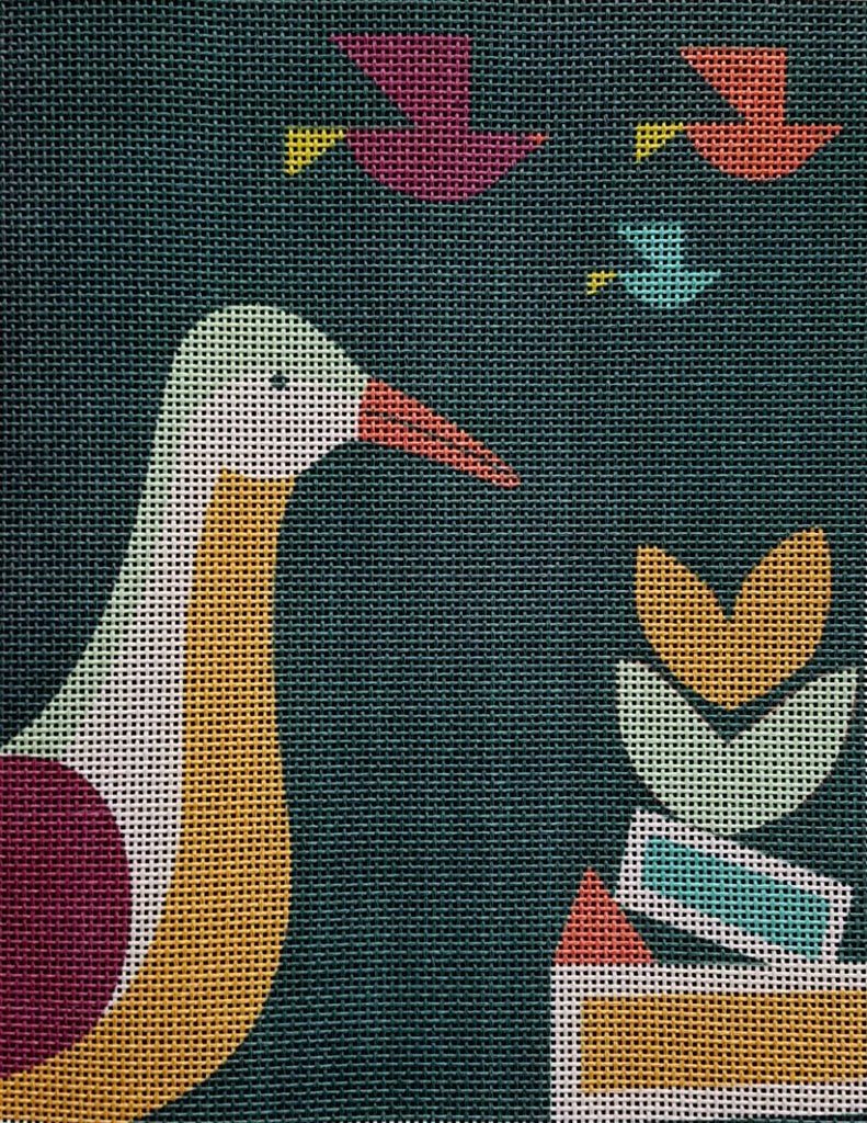 Bird Canvas ~ Elegant White Ibis Bird handpainted 18 mesh Needlepoint –  Needlepoint by Wildflowers