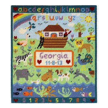 Noah's Ark is a colorful and contemporary needlepoint Christmas stocking  kit by Jolly Red. – Needlepoint For Fun