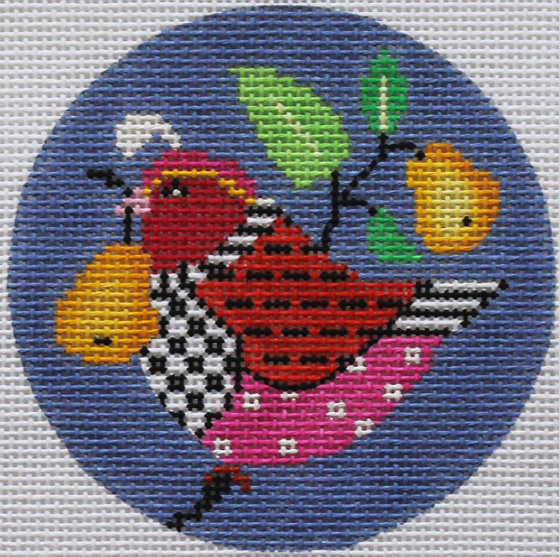 Bird ~ 2 Cardinals in a Wreath handpainted 18 mesh Needlepoint Canvas by  Alice Peterson