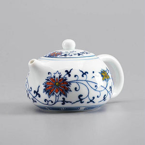 "Qing Hua Ci" (Blue and White Porcelain) Twining Lotus Pattern Tea Pot - King Tea Mall