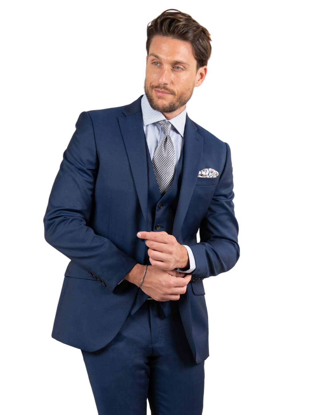 Royal Blue Twill Slim Suit Jacket