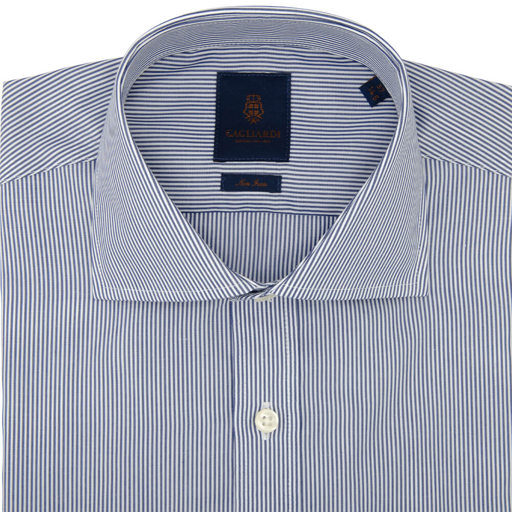 AMELIA - navy Poplin cot-pes striped men shirt - XALI 1