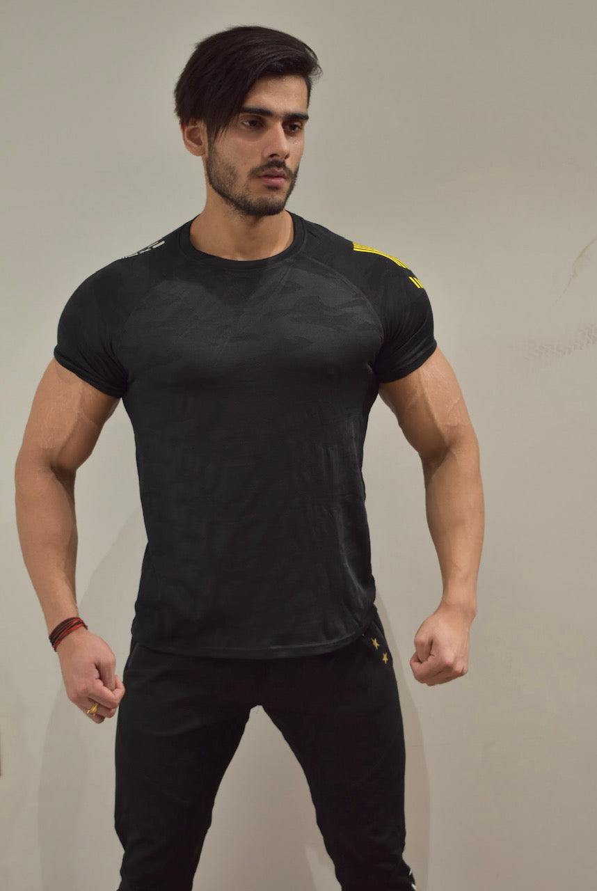 ACTIVE CAMOFLAUGE BLACK short sleeve tshirt – MUSCLE MANIAXS