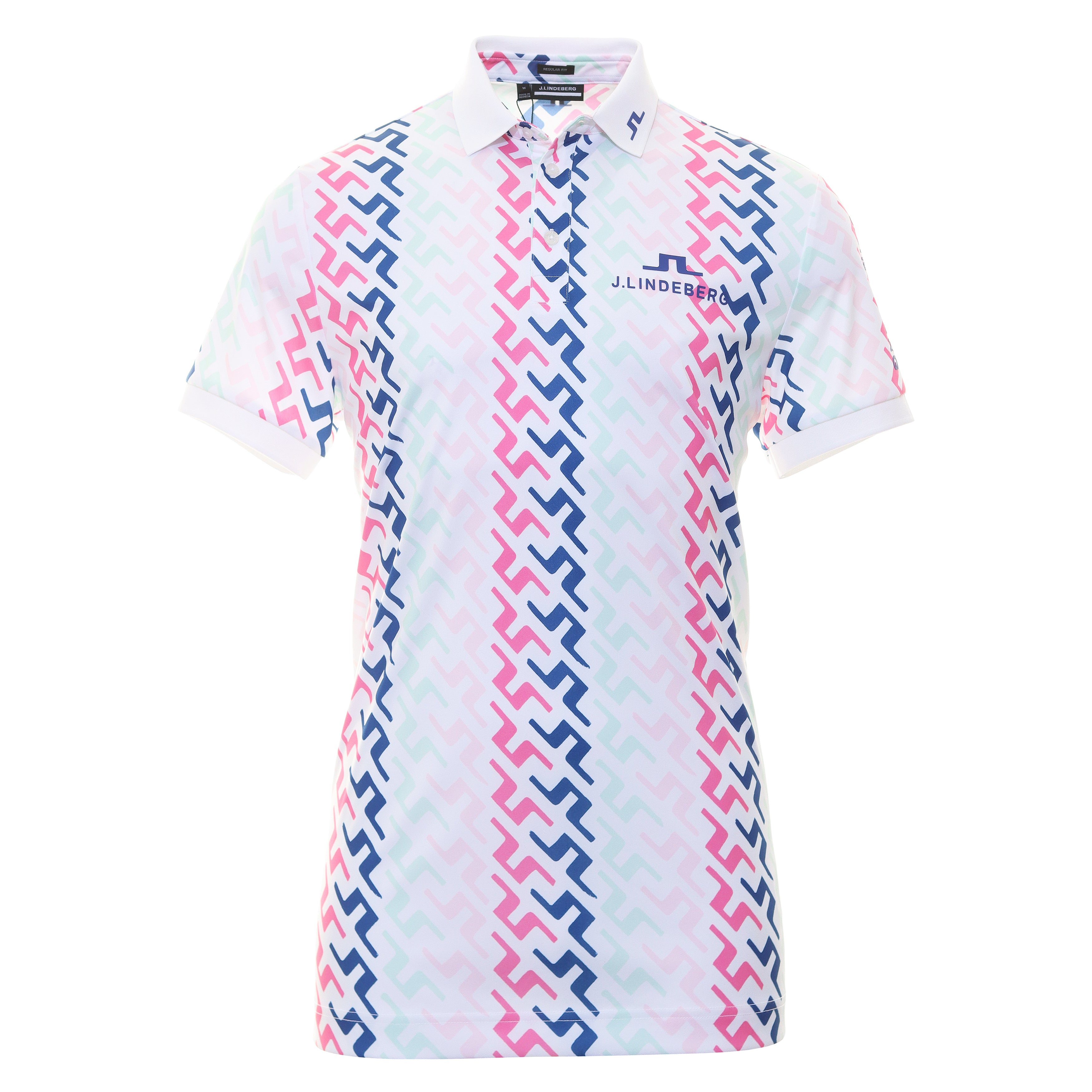 J.Lindeberg Golf Tour Tech Print Polo Shirt GMJT10183 Pink Painted ...