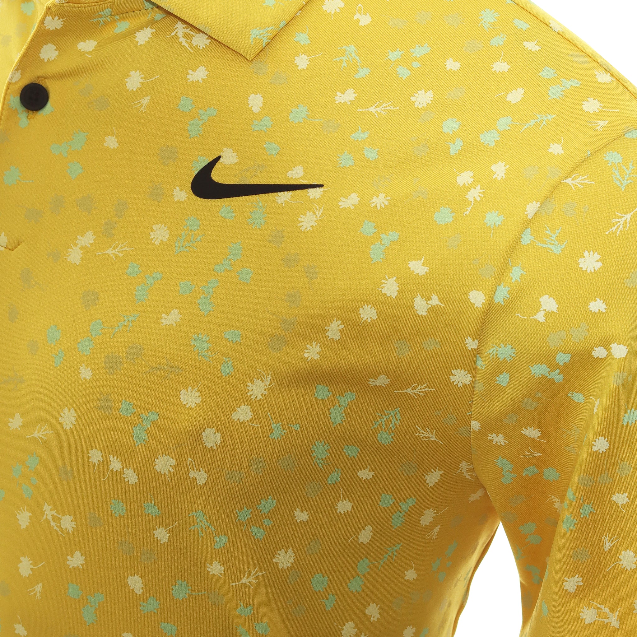 Nike Golf Dri-Fit Tour Micro Floral Shirt DX6089 Vivid Sulphur Black ...