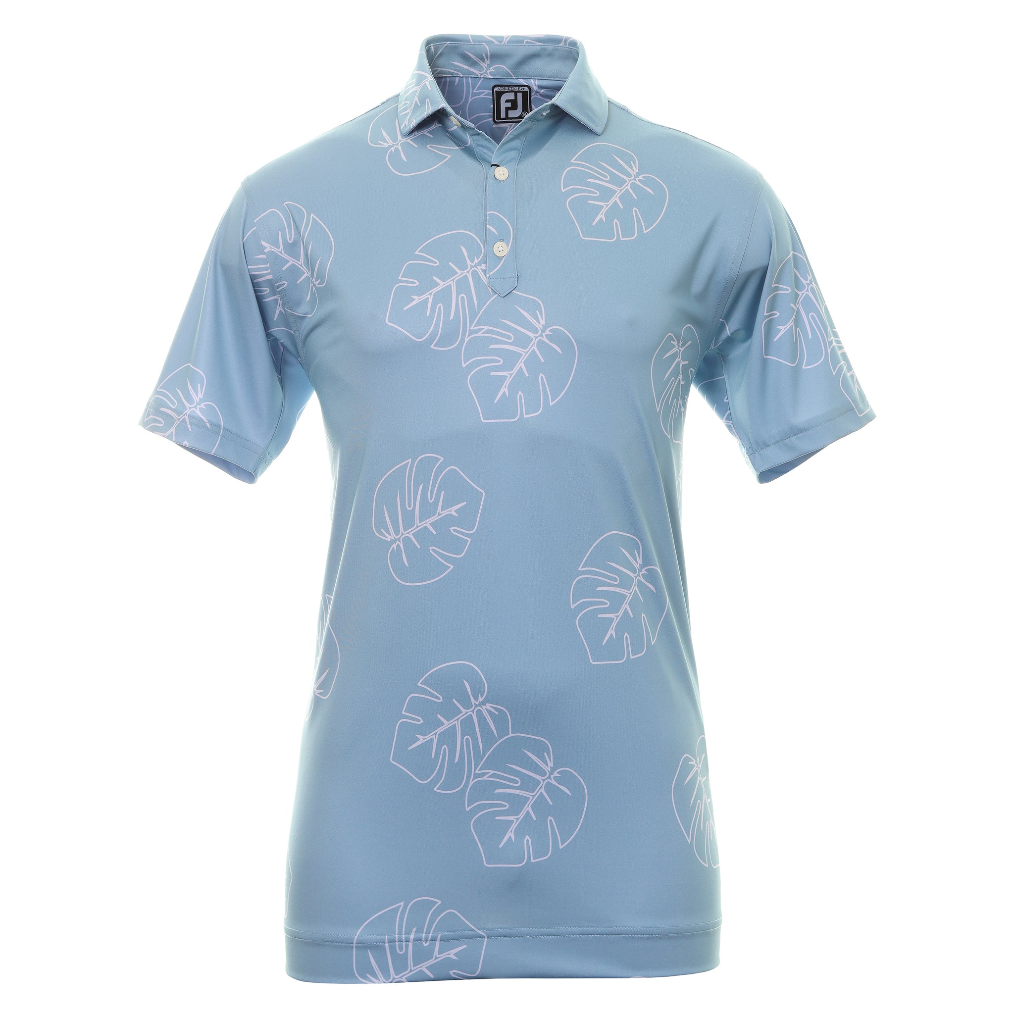 FootJoy Jungle Leaf Print Golf Shirt 88785 Denim Dusty Purple | Function18