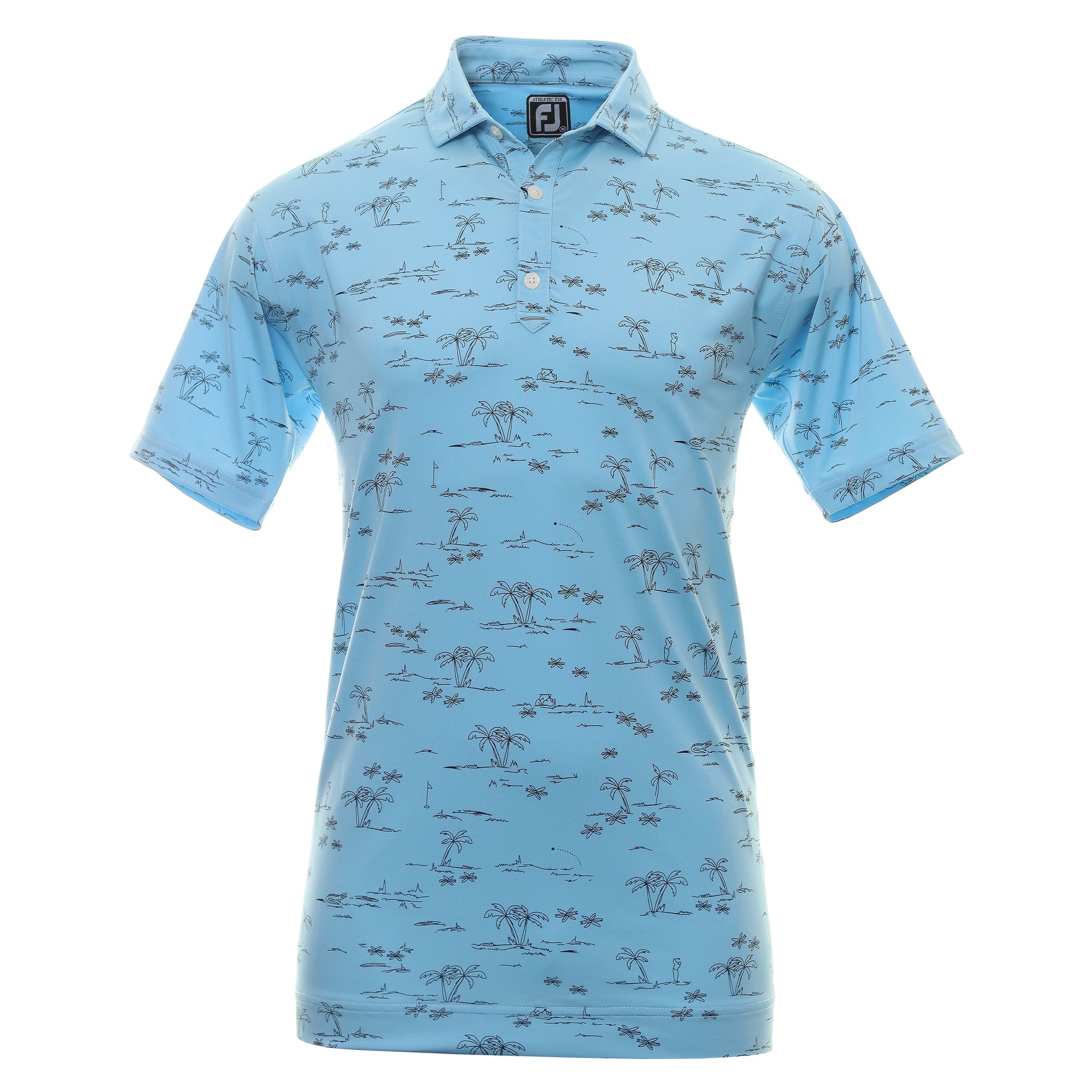 FootJoy Tropic Print Lisle Golf Shirt 80092 True Blue Navy | Function18