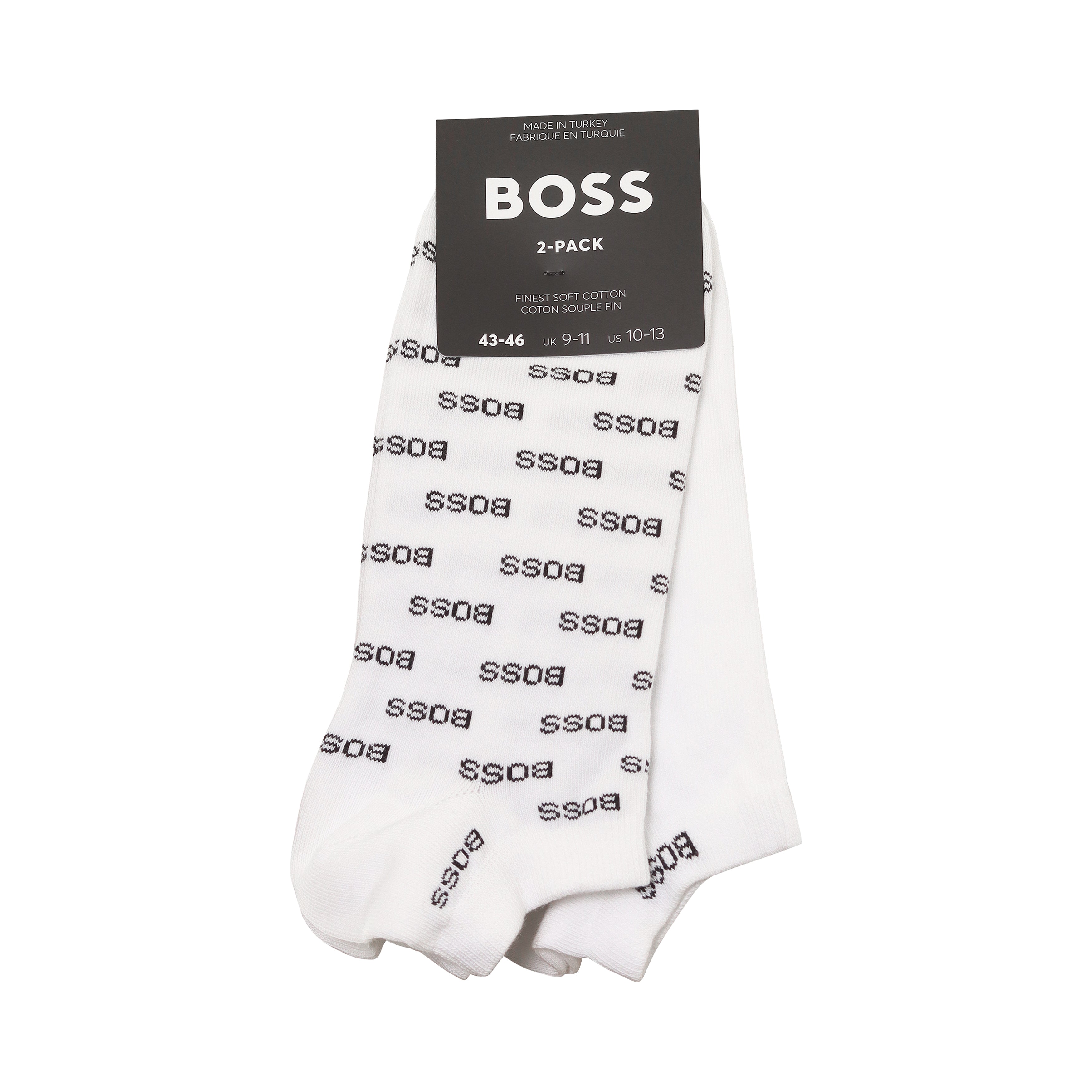 BOSS 2 Pair Allover Ankle Socks 50477888 White 100 | Function18