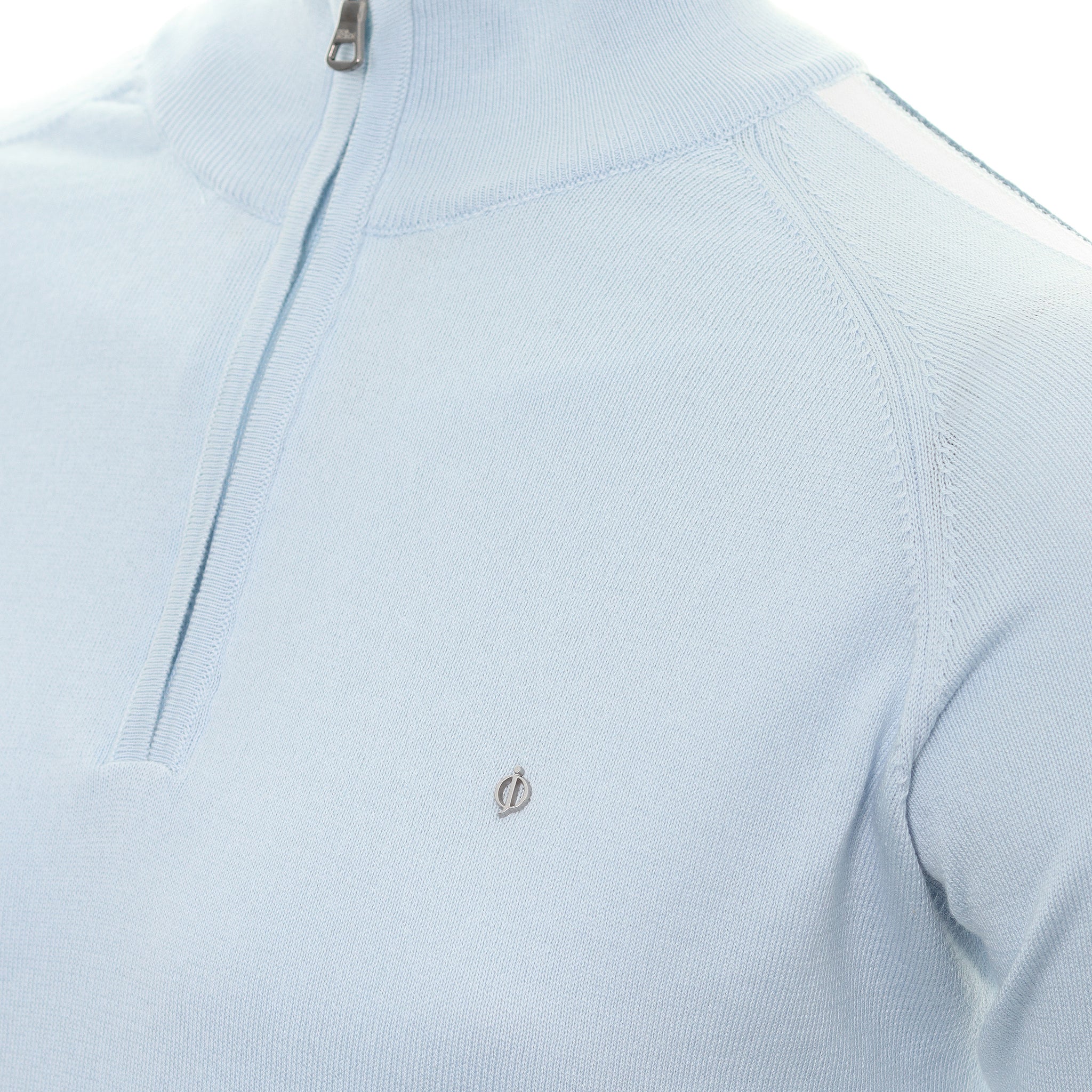 Oscar Jacobson Repton Pin Zip Sweater Ojknt0064 Cool Blue Navy White 