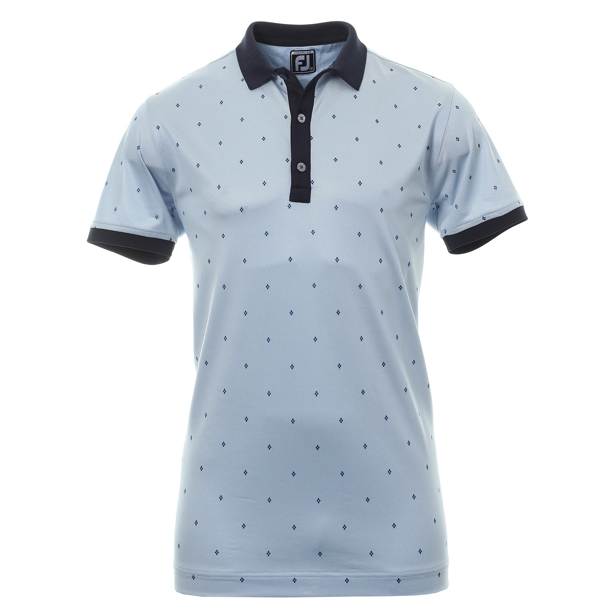 FootJoy Birdseye Argyle Print Golf Shirt 90249 Blue Fog White Navy ...