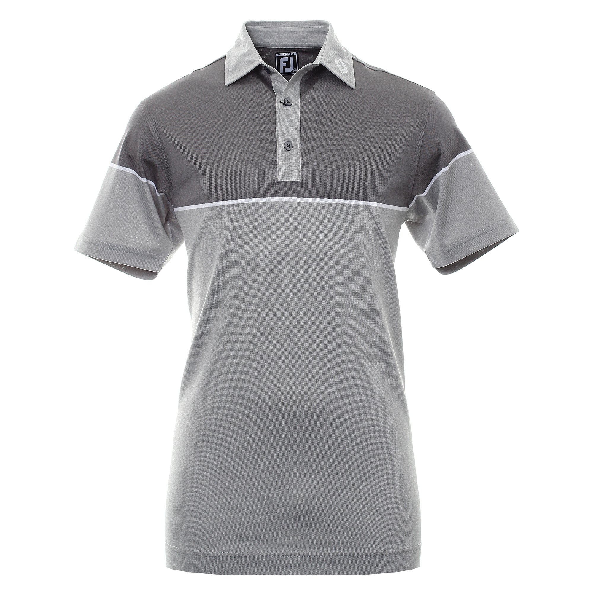 FootJoy Colour Block Golf Shirt 90095 Heather Grey Granite White ...