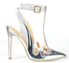 Elegant Snake Print Hologram T-Strap Heels – Maimoco