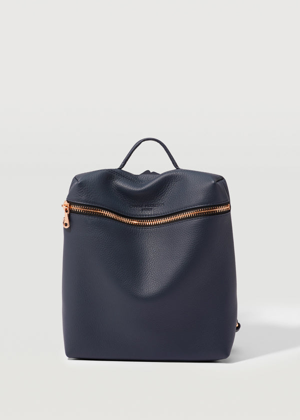 Milled Nappa SOFT LEATHER BACKPACK in Black+Black