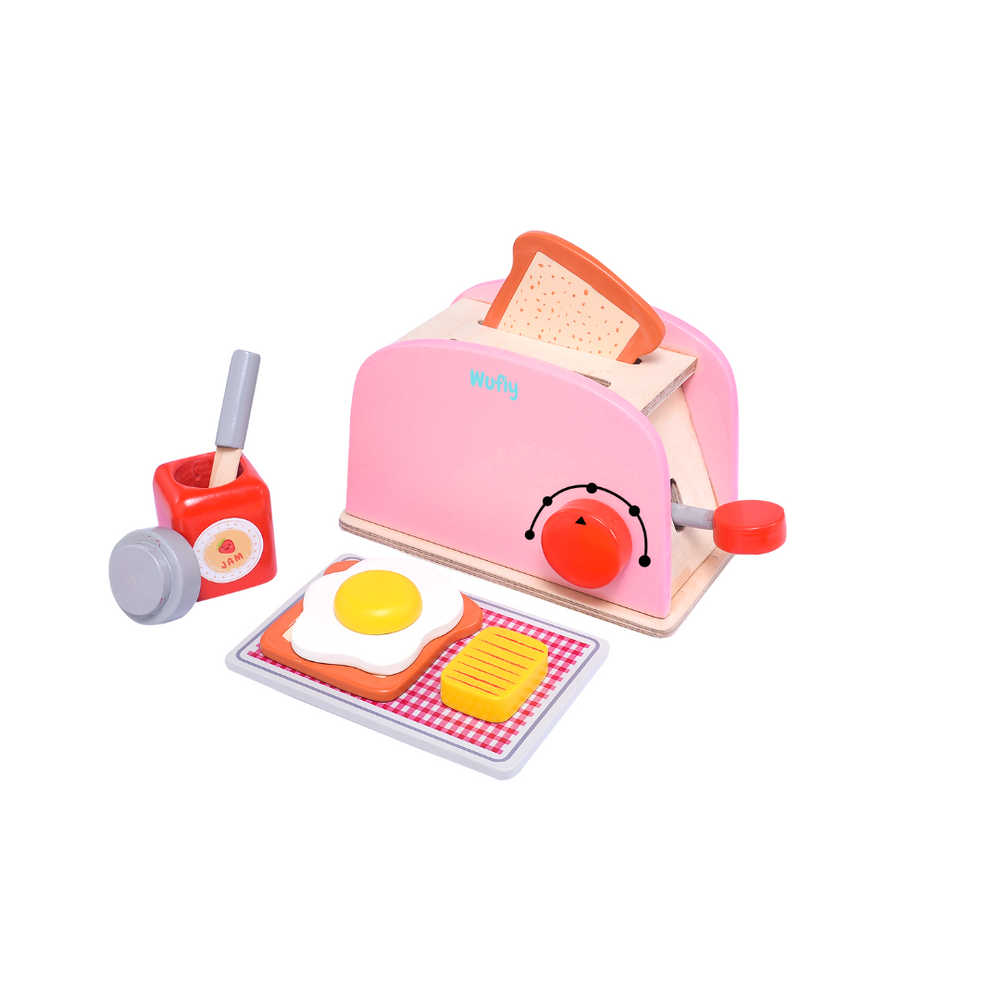 Wooden Pop-Up Toaster Set - Pink