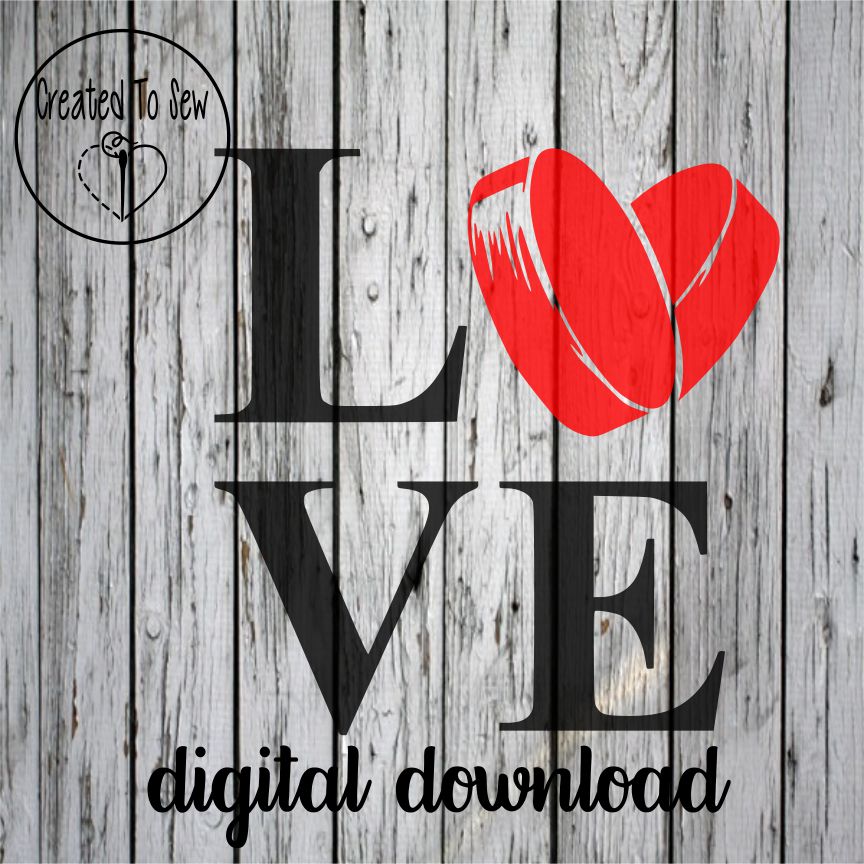 Download Love Hockey Puck Heart SVG File - Created To Sew