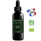 A natural jojoba oil by Sobiorganic in glass bottle with pipette