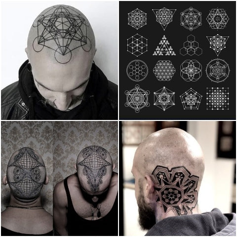 Geometriska huvudet tatuering mönster 