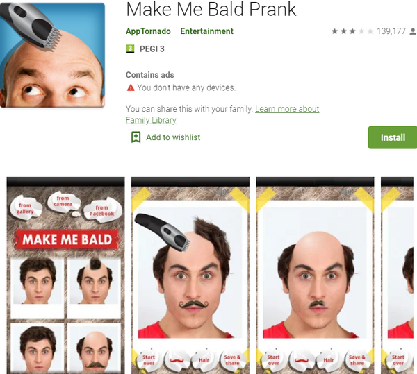 Make me bald prank app review