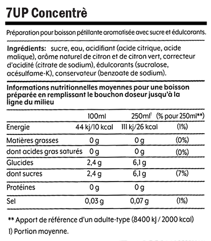 SODASTREAM : Zéro - Concentré de 7UP sans sucres - chronodrive