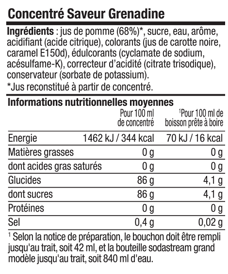 Sodastream Concentré Saveur Grenadine – Pour Boisson Façon Diabolo – Sans  Aspartame – 500 ml : : Epicerie