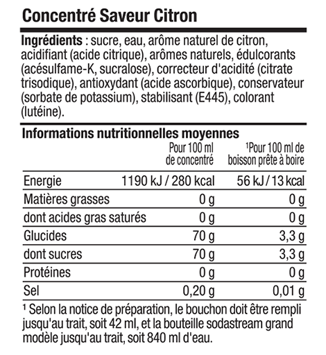 Sodastream Lot de 6 Concentrés Saveur Limonade – Sans Aspartame, Sans  Conservateur ni Arôme Artificiels – 6 x 500 ml : : Epicerie