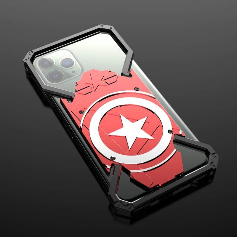 onszelf woordenboek verrassing Captain America SHIELD Style Gorilla Tempered Glass + Titanium Metal  Hardcore Protection Shockproof Case For iPhone 12 SE 11 Pro Max X XS Max XR  7 8 Plus | Techypop.com