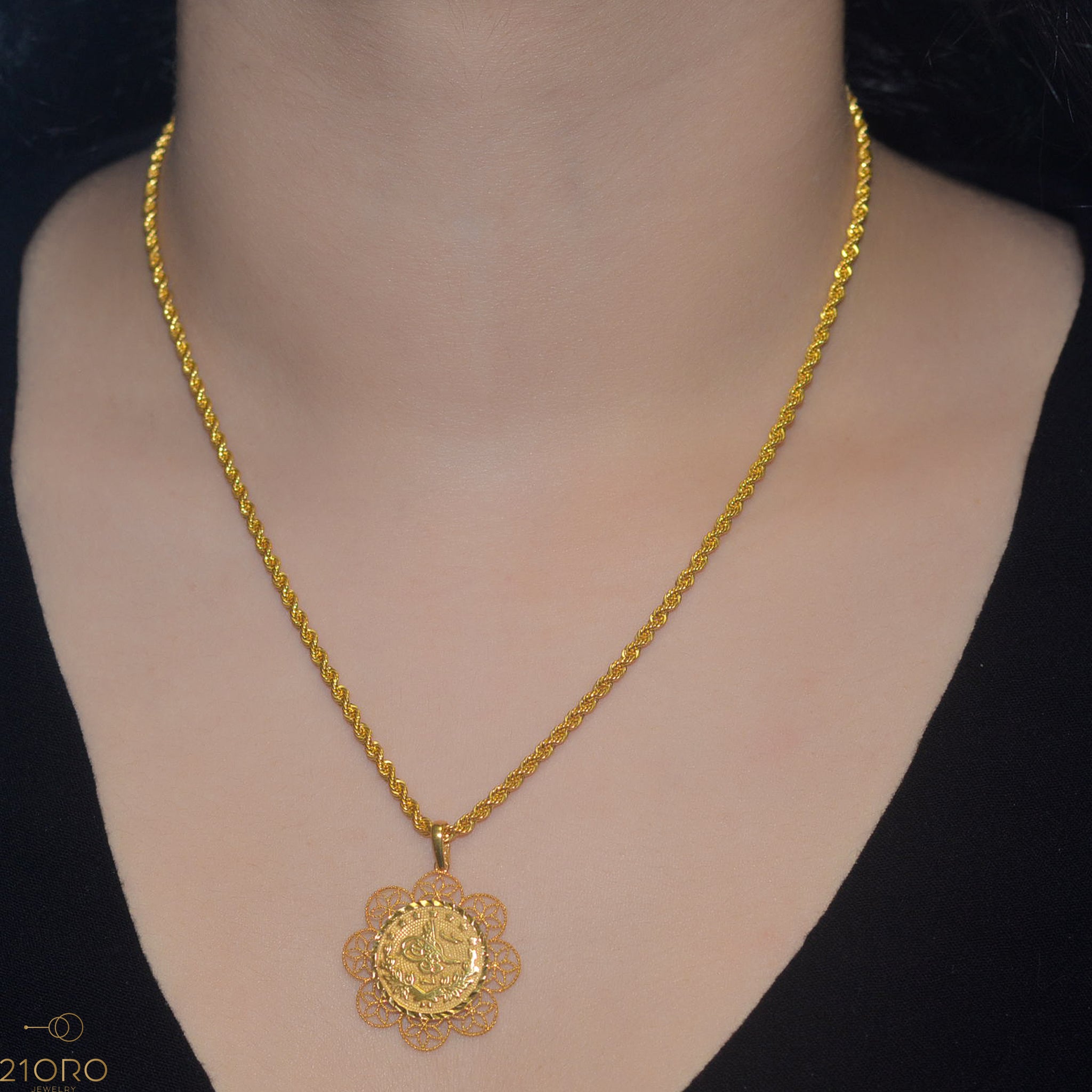 21k solid gold Lira pendant (#400540) – 21 ORO Jewelry Corporation