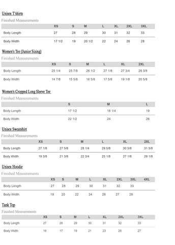 Sizing chart – ROARior Shop