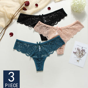 3 piece set - Sexy Lace panties/ G-string/ Thong- 6 colors Underwear- Emilie Bramly