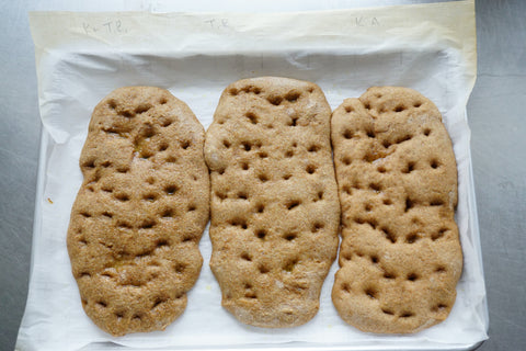 Kernza focaccia with different percentages of wheat flour