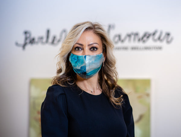 Andrea Soueidan Wears Mental Health Awareness Face Mask | Nathon Kong