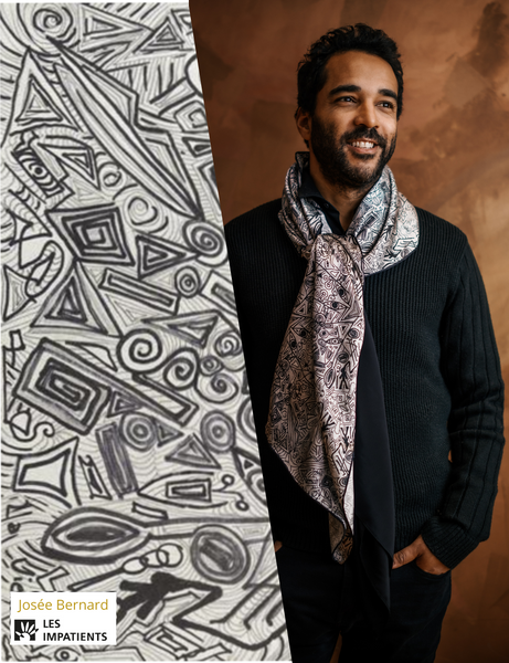 Men's Designer Scarf in Black & White | Fashion Designer Nathon Kong