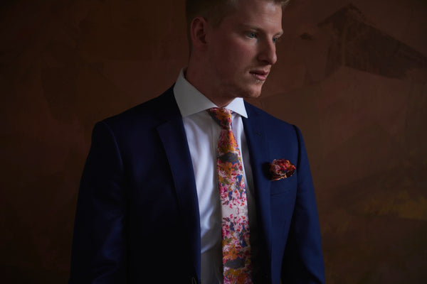 Pink Silk Designer Neckties with Abstract Artworks | Nathon Kong