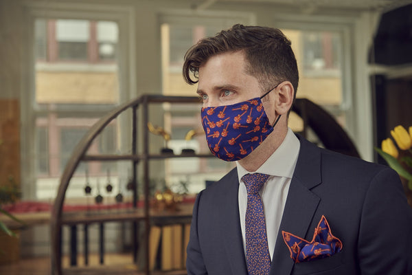 Reusable Blue Silk Face Mask with Unique Designs Made in Canada | Nathon Kong