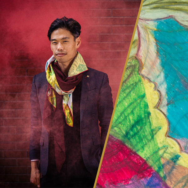 Men's Silk Fashion Scarf with Artwork Made in Canada | Nathon Kong