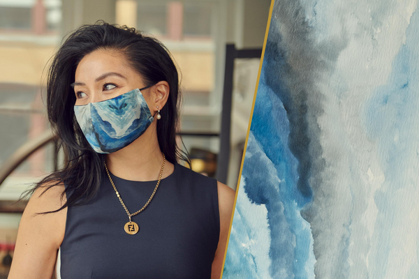 Reusable Silk Face Mask in Blue | Fashion Designer Nathon Kong